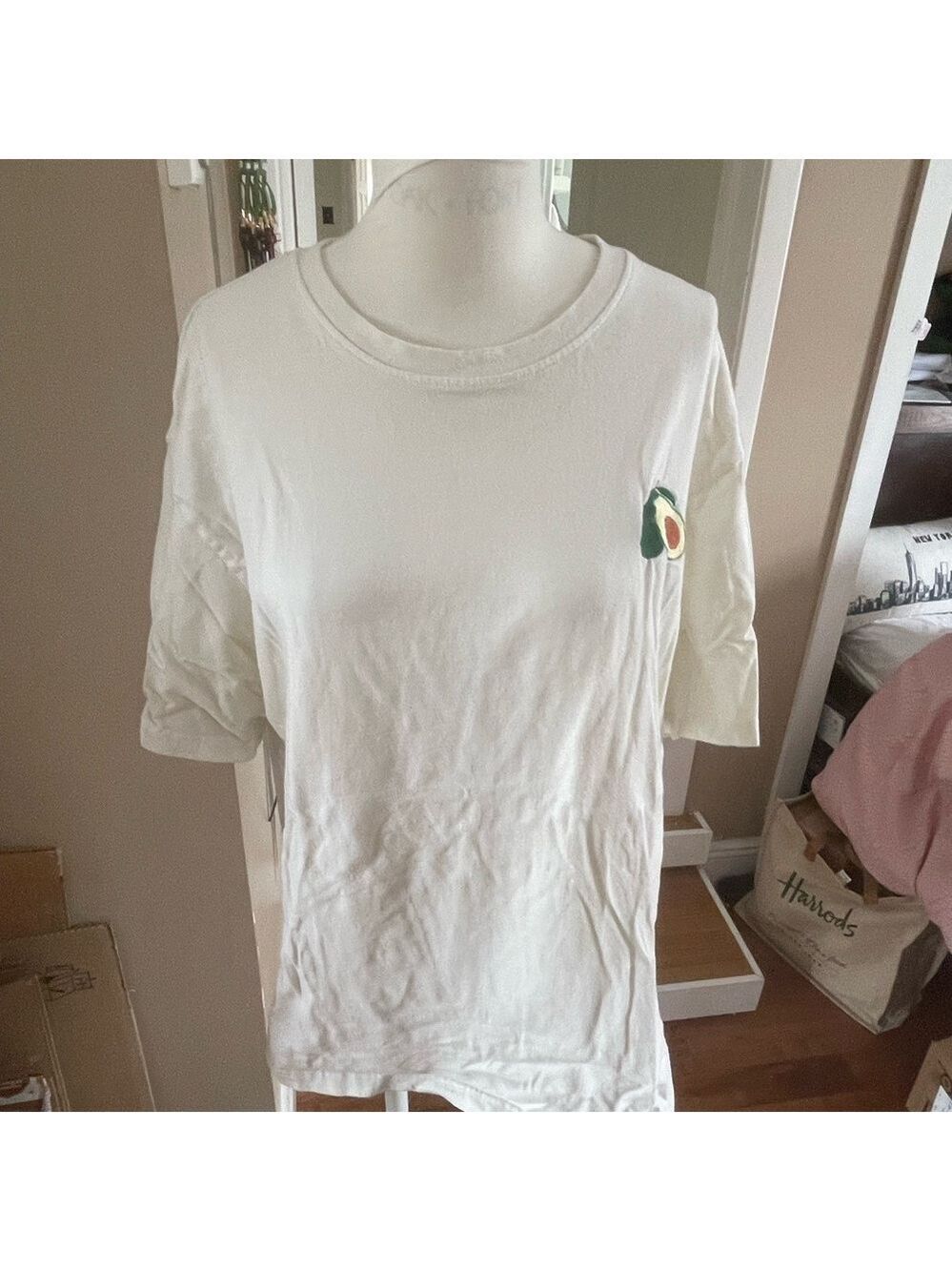 OAK+FORT Casual White Tee with Avocado Patch